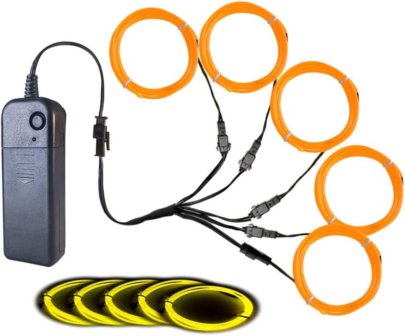 TiTiToo Neon Light 5-in-1 Meter Wire，Portable Battery Pack with Decorative Wire，Suitable for Birthday Parties，Thanksgiving and Other Occasions. (Yellow) - Image 1